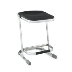 National Public Seating® 22" Elephant Z-Stool, Black Seat And Chrome Frame, Pack Of 3