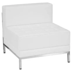 Flash Furniture Hercules Imagination Series Contemporary Melrose White Leather Middle Chair