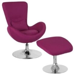 Flash Furniture Egg Series Magenta Fabric Side Reception Chair With Ottoman