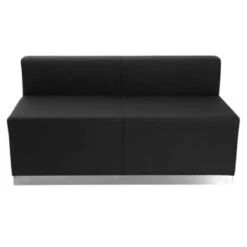 Flash Furniture Hercules Alon Series Black Leather Loveseat With Brushed Stainless Steel Base