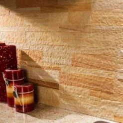 Aspect Stone™ Peel-And-Stick Backsplash In Golden Sandstone, 6-In X 24-In -Home Furnishing Store 104319 w CompositeImage Lg