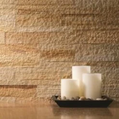 Aspect Stone™ Peel-And-Stick Backsplash In Golden Sandstone, 6-In X 24-In -Home Furnishing Store 104319 w InthePackageView Lg