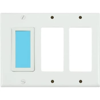 Limelite Sidelite 3-Gang Blue Glow Wall Plate (White) 3 Limelite Sidelite 3-Gang Blue Glow Wall Plate (White)