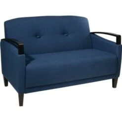 Office Star Products Main Street Love Seat, Woven Indigo Fabric