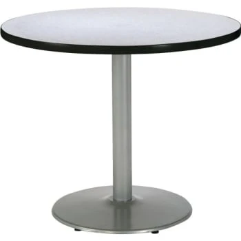 Kfi 36 Round Pedestal Table. Gray Nebula Hpl Top, Round Silver Steel Base 3 Kfi 36 Round Pedestal Table. Gray Nebula Hpl Top, Round Silver Steel Base
