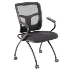 Lorell® Ergonomic Black Mesh/fabric Nesting Chair Case 0f 2