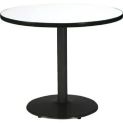 Kfi 36" Round Pedestal Table W/crisp Linen Top, Round Black Base