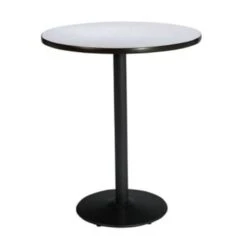 Kfi 30" Round Pedestal Table W/grey Nebula Top, Round Black Base, Bistro Height