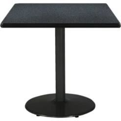 Kfi 30" Square Pedestal Table With Graphite Nebula Top, Round Black Base