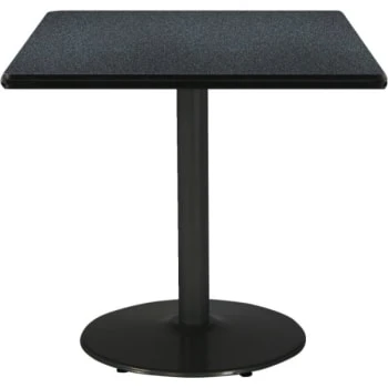 Kfi 30" Square Pedestal Table With Graphite Nebula Top, Round Black Base 3 Kfi 30" Square Pedestal Table With Graphite Nebula Top, Round Black Base