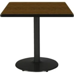 Kfi 42" Square Pedestal Table With Walnut Top, Round Black Base -Home Furnishing Store 122880 V Lg