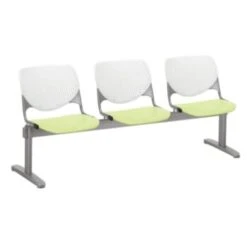 Kfi Seating Kool 3-Seat Reception Bench, White Backs, Lime Green Seats