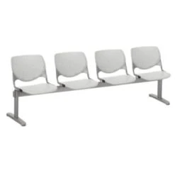 Kfi Seating Kool 4-Seat Reception Bench, Light Grey Seats & Backs