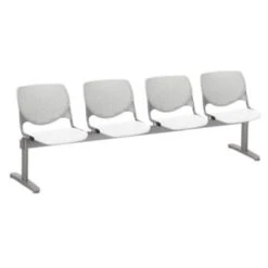 Kfi Seating Kool 4-Seat Reception Bench, Light Gray Backs, White Seats
