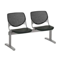 Kfi Seating Kool 2-Seat Reception Bench, Black Seats & Back
