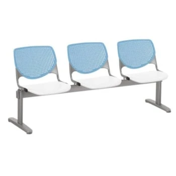 Kfi Seating Kool 3-Seat Reception Bench, Sky Blue Backs, White Seats 3 Kfi Seating Kool 3-Seat Reception Bench, Sky Blue Backs, White Seats