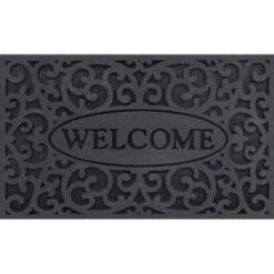Apache Mills "welcome" Outdoor Floor Mat With Iron Gate Pattern, 18" X 30", Gray, Case Of 4
