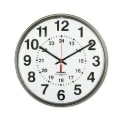 Skilcraft Atomic Slimline Wall Clock, 12.75 Overall Diameter, Black Case, 1 Aa