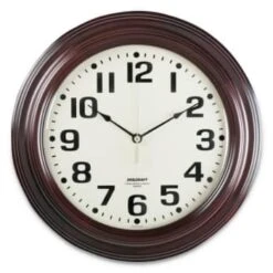 Skilcraft Mahogany Wall Clock, 16 Overall Diameter, Mahogany Case, 1 Aa