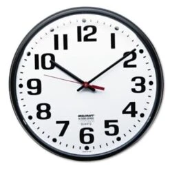 Skilcraft Slimline Quartz Wall Clock, 12.75 Overall Diameter, Black Case, 1 Aa