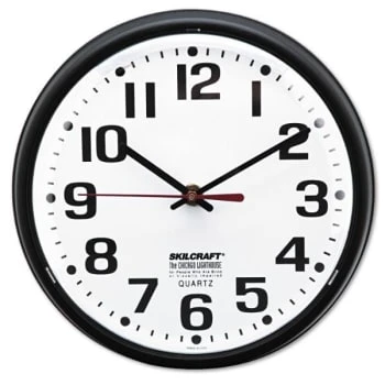 Skilcraft Slimline Quartz Wall Clock, 9.2 Overall Diameter, Black Case, 1 Aa 3 Skilcraft Slimline Quartz Wall Clock, 9.2 Overall Diameter, Black Case, 1 Aa
