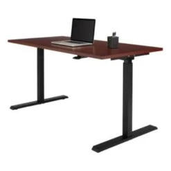 Realspace® Magellan Pneumatic Height-Adjustable Standing Desk, Classic Cherry