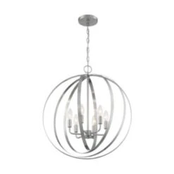 Satco® Pendleton 6-Light Pendant Fixture, Brushed Nickel Finish
