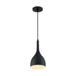 Satco® Bellcap 1 Light Small Pendant Fixture, Matte Black Finish