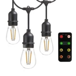 Newhouse Lighting 15-Light 48 Ft Outdoor Led String Light W/ Remote Control Dimmer (Black)