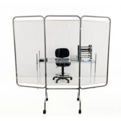 R&b Wire Products 3 Panel Antimicrobial Mobile Clear Barrier Room Divider