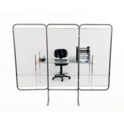 R&b Wire Products 3 Panel Antimicrobial Stationary Clear Barrier Room Divider