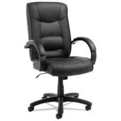 Alera® Strada Series High-Back Swivel/tilt Chair, Black Top-Grain Leather