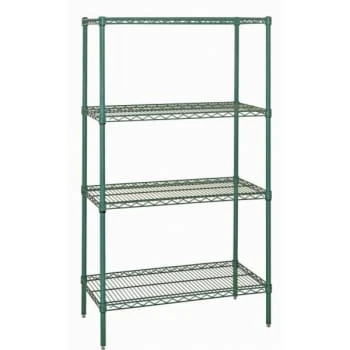 Quantum Storage Systems® 4-Shelf Starter Kit Proform Green Epoxy Wire Shelving 24x72x63 Inch 3 Quantum Storage Systems® 4-Shelf Starter Kit Proform Green Epoxy Wire Shelving 24x72x63 Inch