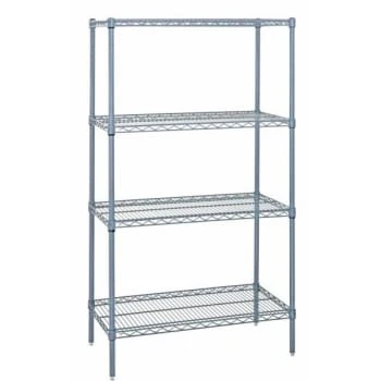 Quantum Storage Systems® 4-Shelf Starter Kit Gray Epoxy Wire Shelving 24x54x74 Inch 3 Quantum Storage Systems® 4-Shelf Starter Kit Gray Epoxy Wire Shelving 24x54x74 Inch