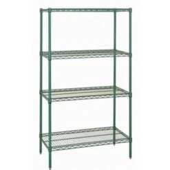 Quantum Storage Systems® 4-Shelf Starter Kit Proform Green Epoxy Wire Shelving 24x54x74 Inch
