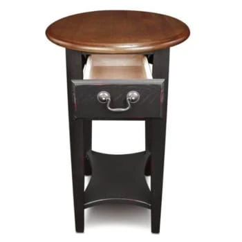 Leick Home One Drawer Oval Side Table With Shelf,medium Oak And Slate Black 4 Leick Home One Drawer Oval Side Table With Shelf,medium Oak And Slate Black - Image 2