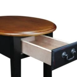 Leick Home One Drawer Oval Side Table With Shelf,medium Oak And Slate Black 15 Leick Home One Drawer Oval Side Table With Shelf,medium Oak And Slate Black -Home Furnishing Store 183570 w DetailedProductView6 Lg