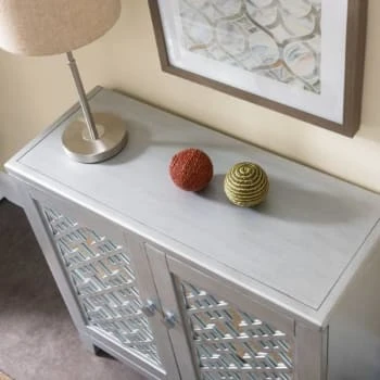 Leick Home Mirrored Diamond Filigree Hall Console Cabinet With Shelf,silver Leaf 15 Leick Home Mirrored Diamond Filigree Hall Console Cabinet With Shelf,silver Leaf - Image 13