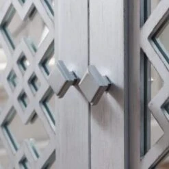 Leick Home Mirrored Diamond Filigree Hall Console Cabinet With Shelf,silver Leaf 19 Leick Home Mirrored Diamond Filigree Hall Console Cabinet With Shelf,silver Leaf -Home Furnishing Store 183603 w DetailedProductView6 Lg