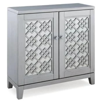 Leick Home Mirrored Diamond Filigree Hall Console Cabinet With Shelf,silver Leaf 3 Leick Home Mirrored Diamond Filigree Hall Console Cabinet With Shelf,silver Leaf