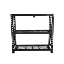 Dewalt 4-Foot Tall Black Frame 3 Shelf Steel Wire Deck Industrial Storage Rack -Home Furnishing Store 183871 w FrontView straighton Lg