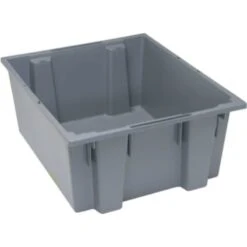Quantum Storage Systems® Gray Stack And Nest Totes 23-1/2x19-1/2x10 In Package Of 3