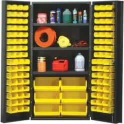 Quantum Storage Systems® Yellow 36w In Cabinet With 3 Adjustable Shelves And 102 Ultra Bins