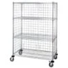 Quantum Storage Systems® Chrome Wire 3 Sided 4 Shelf Cart With Enclosure Panels 21wx36lx63h -Home Furnishing Store 190781 w MainProductImage Lg