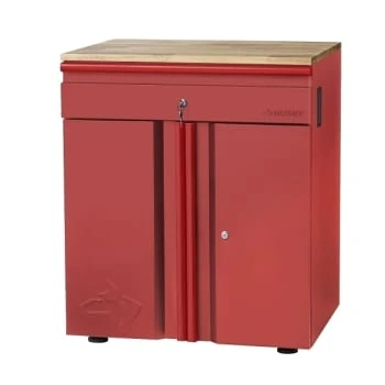 Husky Welded 1-Drawer 2-Door Base Cabinet In Red, 28in. W X 32in. H X 21.5in. D 3 Husky Welded 1-Drawer 2-Door Base Cabinet In Red, 28in. W X 32in. H X 21.5in. D