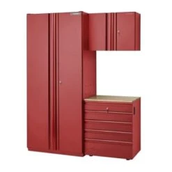 Husky 3-Piece Storage System In Red, 5 Drawer, 64 In. W X 81 In. H X 24 In. D