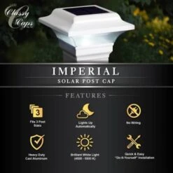 Classy Caps™ 2.5 X 2.5 Inch White Aluminum Imperial Solar Post Cap 15 Classy Caps™ 2.5 X 2.5 Inch White Aluminum Imperial Solar Post Cap -Home Furnishing Store 213553 DetailedProductView4 Lg