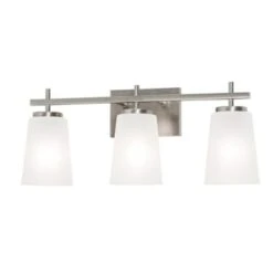 Afx Joanna 3-Light 23" Vanity Medium Base Satin Nickel With White Glass