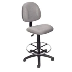 Boss Office Products Armless Drafting Stool With Footring, Grey