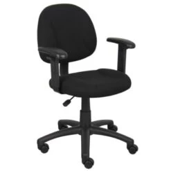 Boss Office Products Deluxe Adjustable Arm Posture Chair, Black